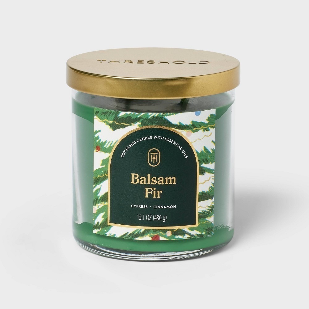 Threshold 2-Wick Balsam Fir Lidded Glass Jar Candle 15.1oz NWT